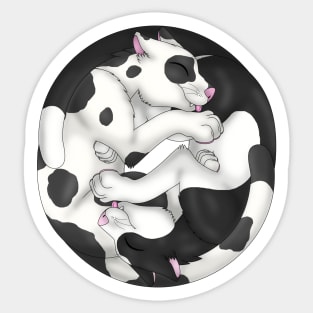 Yin-Yang Cats: Black Bicolor Sticker